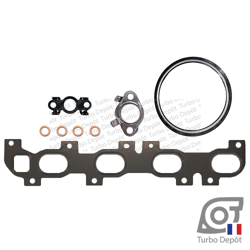 Pochette de joints pour turbo GARRETT 853741-0001, 853741-0004, 853741-0007, 874490-0001, 874490-0002, 874490-0003, 874490-0004, face 1 sur ALFA-ROMEO GIULIA (2015 à ce jour) et ALFA-ROMEO STELVIO (2017 à ce jour) DIESEL 2.2 D 136/150/160/190/210cv, 853741-5001S, 853741-5004S, 853741-5007S, 874490-5001S, 874490-5002S, 874490-5003S, 874490-5004S