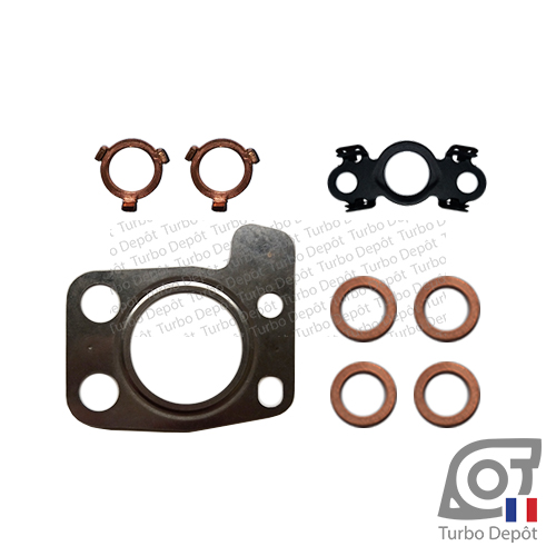 Pochette de joints PJ296H pour turbo GARRETT 845275-0001, 845275-0002, face 1 sur FORD ECOSPORT (2012 à ce jour) DIESEL 1.5 TDCi 125cv, FORD FOCUS (2018 à ce jour) DIESEL 1.5 TDCi 95/120cv, FORD TRANSIT CONNECT (2013 à ce jour) DIESEL 1.5 TDCi 75cv, JX6Q6K682AA, JX6Q-6K682-AA, 2191031, REJX6J-6K682-AA, REJX6J6K682AA, 2790622, 9813241380, 845275-0001, 845275-0002, 845275-1, 845275-2, 845275-5001S, 845275-5002S